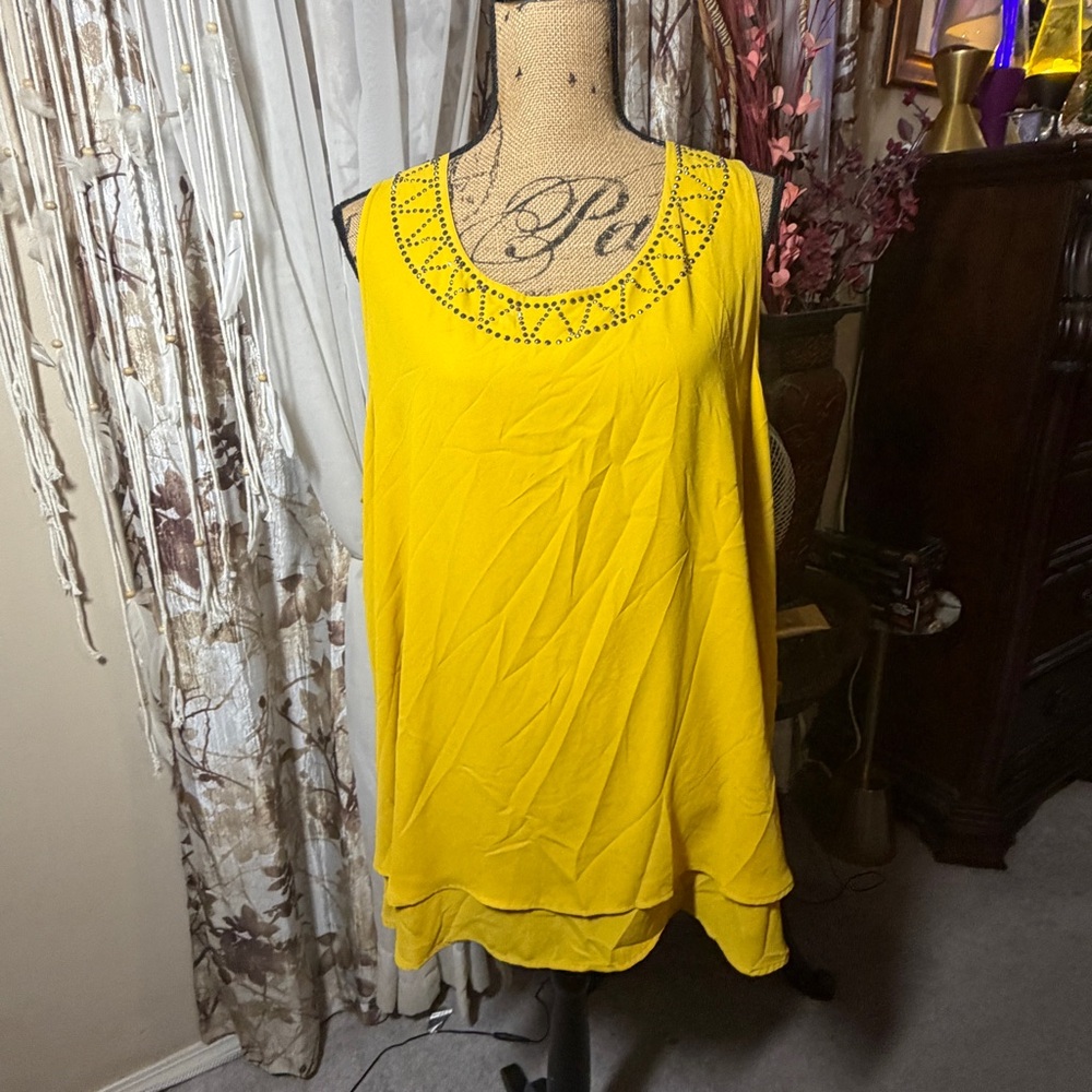 Harper Vibrant Yellow Embellished Tank Top